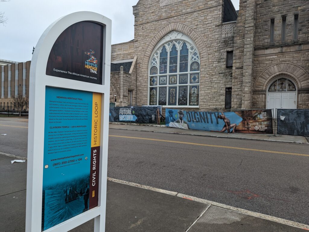 Memphis Heritage Trail Marker in front of the Clayborn Temple
