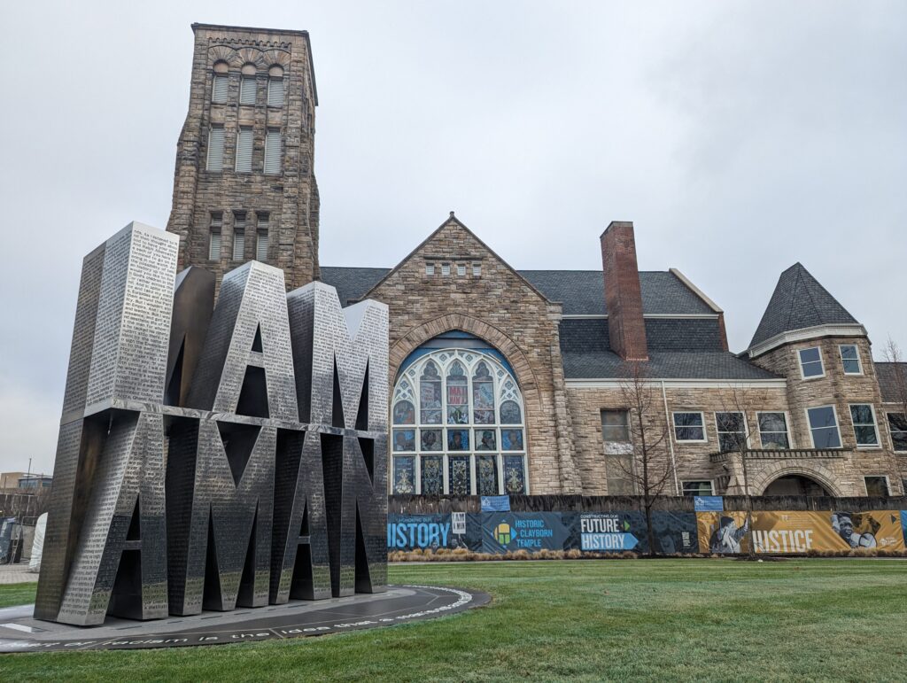 I AM A MAN Plaza in front of Clayborn Temple in Memphis, Tennessee